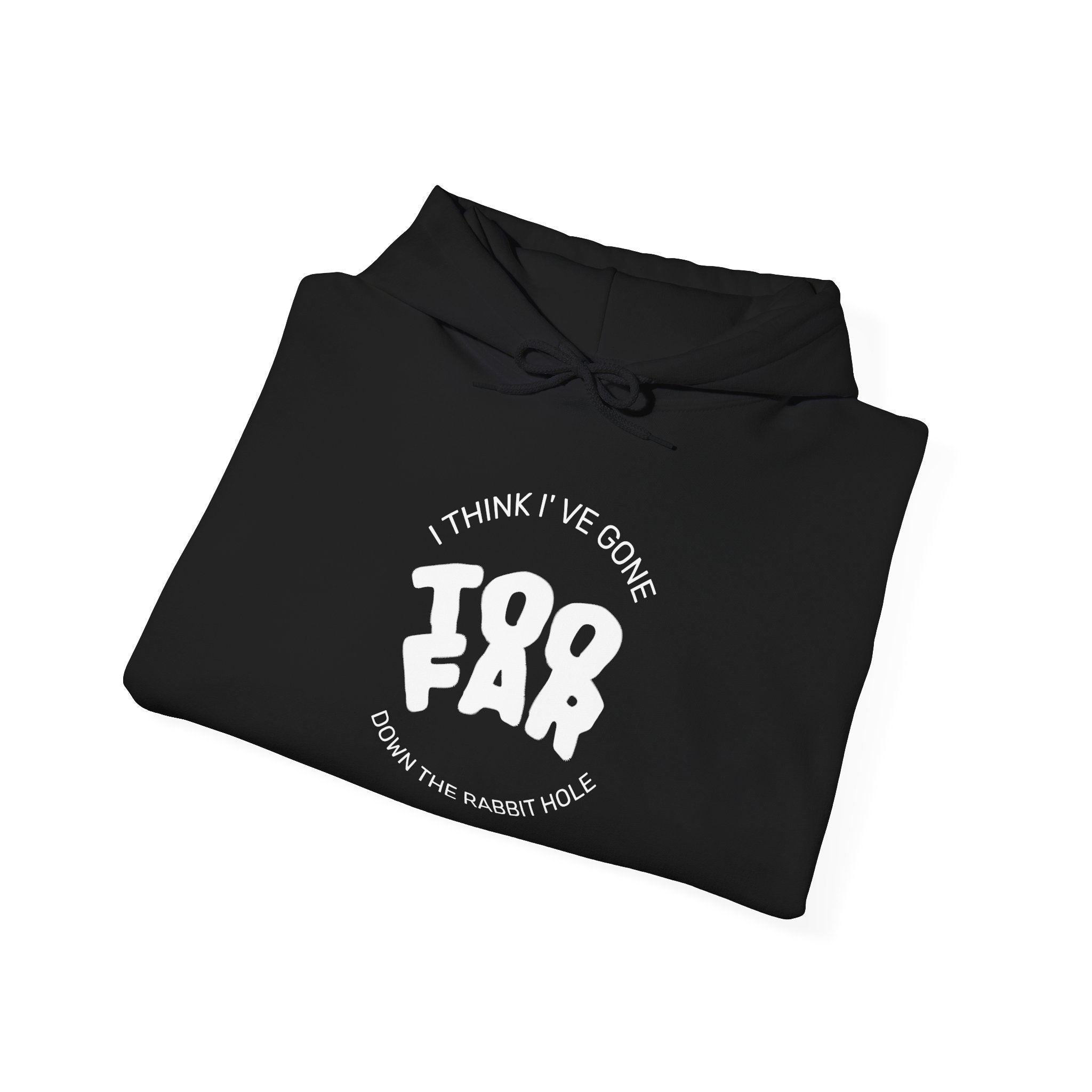 Too Far Funny Unisex Heavy Blend™ Hooded Sweatshirt with Graphic Rabbit Design