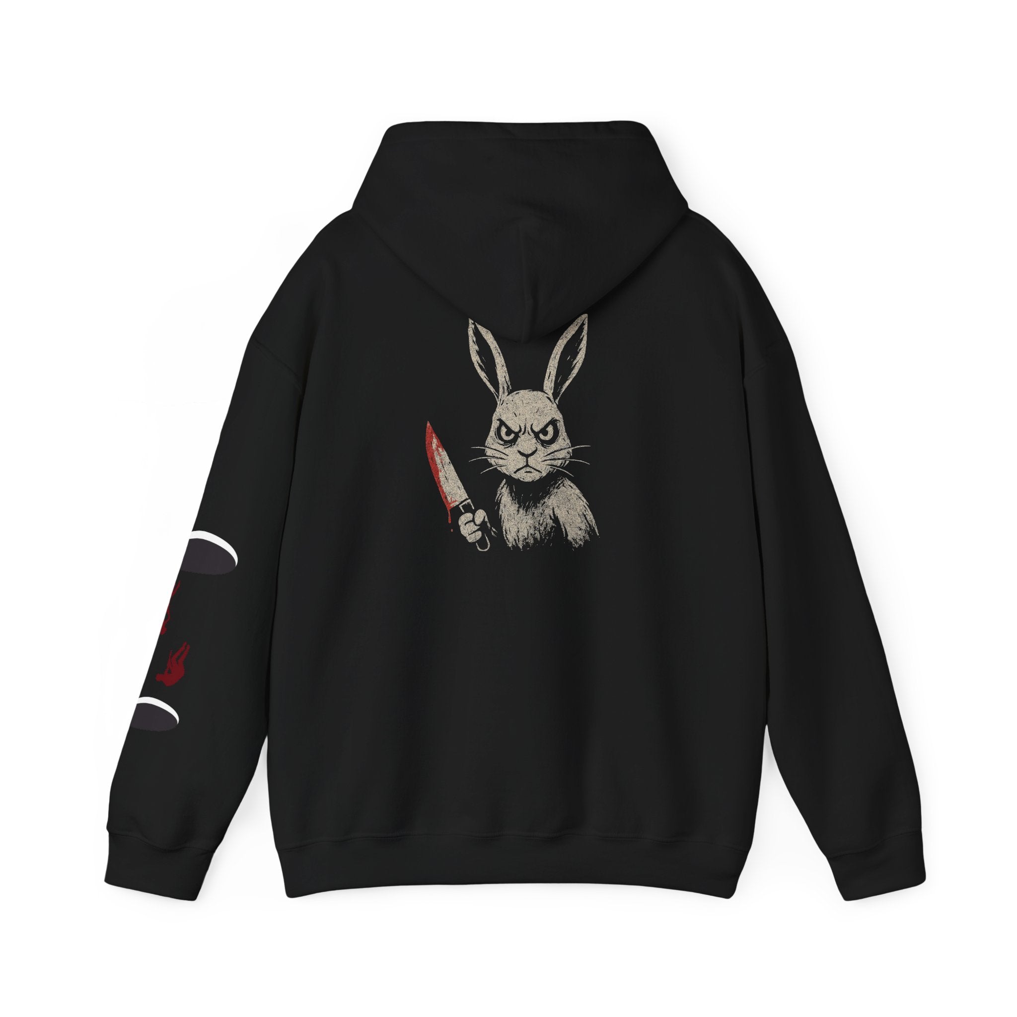 Too Far Funny Unisex Heavy Blend™ Hooded Sweatshirt with Graphic Rabbit Design