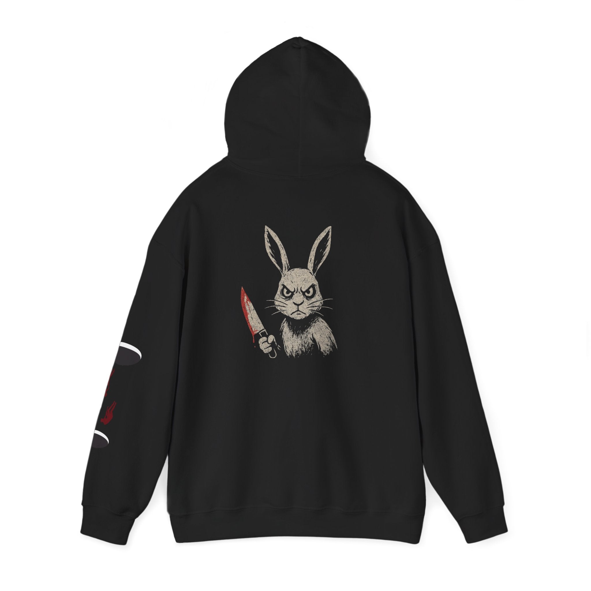 Too Far Funny Unisex Heavy Blend™ Hooded Sweatshirt with Graphic Rabbit Design